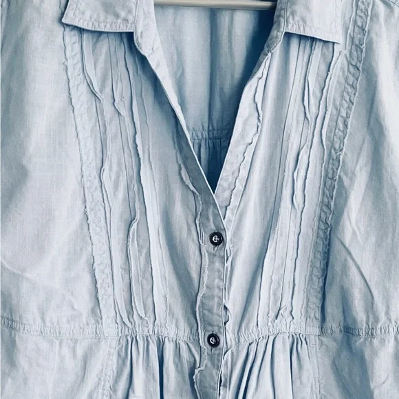 Oversized Lucky Brand Pintuck Button Down Shirt Sz M - Picture 4 of 9